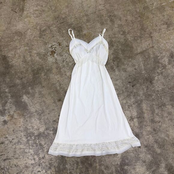 Vintage cream beige coquette lace maxi midi slip dress - Picture 1 of 4